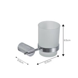 Showerdrape Vitality Chrome Stainless Steel & Frosted Glass Wall Mounted Toothbrush Holder in Metallic Silver - thumbnail 2
