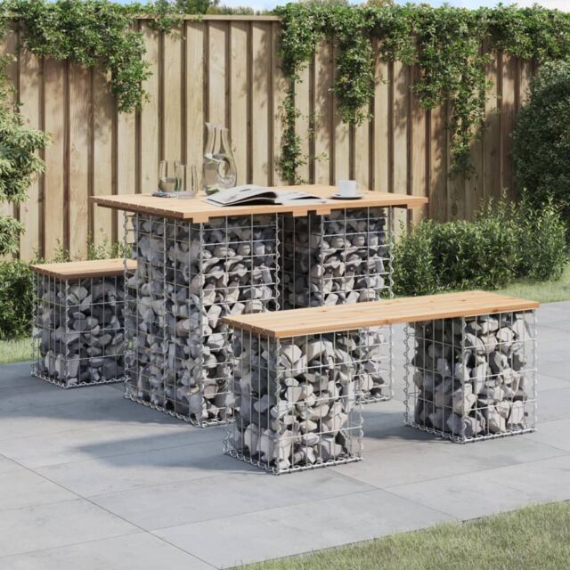 Berkfield Home Garden Bench Gabion Design 100x70x72 cm Solid Wood Pine in Brown - Size: 100 x 70 x 72 cm - image 1