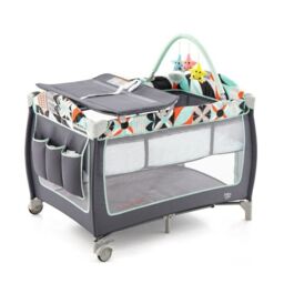 Costway 4 in 1 Infant Nursery Center Folding Baby Playard w/ Toy Bar in Blue - thumbnail 8