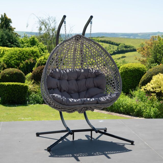 Artemis Home Alston Double Garden Hanging Egg Chair in Dark Grey - image 1
