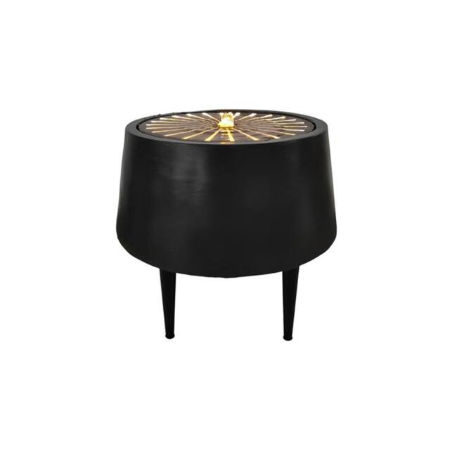 Lemon Pavilion Furniture and Decor Solis Water Feature on Black Legs with Light Display - Metal in Charcoal - image 1