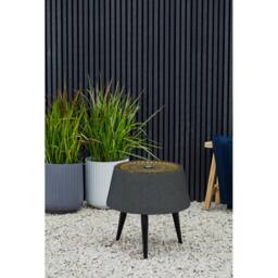Lemon Pavilion Furniture and Decor Solis Water Feature on Black Legs with Light Display - Metal in Charcoal - thumbnail 2