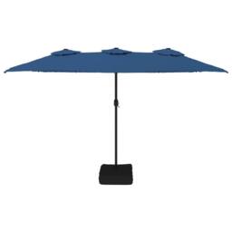 Berkfield Home Double-Head Parasol with LEDs Azure Blue 449x245 cm - thumbnail 4