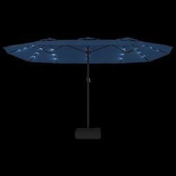 Berkfield Home Double-Head Parasol with LEDs Azure Blue 449x245 cm - thumbnail 6