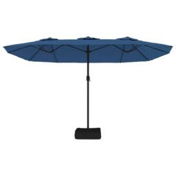 Berkfield Home Double-Head Parasol with LEDs Azure Blue 449x245 cm - thumbnail 5
