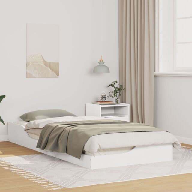 Berkfield Home Floor Bed Frame White 90 x 210 cm Wood - image 1