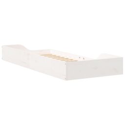 Berkfield Home Floor Bed Frame White 90 x 210 cm Wood - thumbnail 8