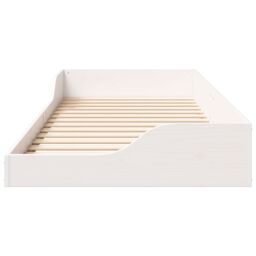 Berkfield Home Floor Bed Frame White 90 x 210 cm Wood - thumbnail 6