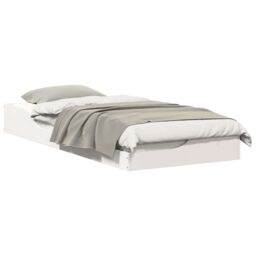 Berkfield Home Floor Bed Frame White 90 x 210 cm Wood - thumbnail 3
