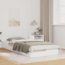 Berkfield Home Floor Bed Frame White 90 x 210 cm Wood - thumbnail 1