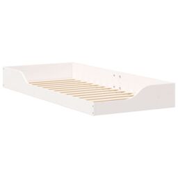 Berkfield Home Floor Bed Frame White 90 x 210 cm Wood - thumbnail 2