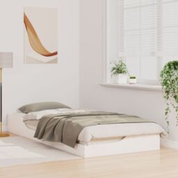 Berkfield Home Floor Bed Frame White 90 x 210 cm Wood - thumbnail 5