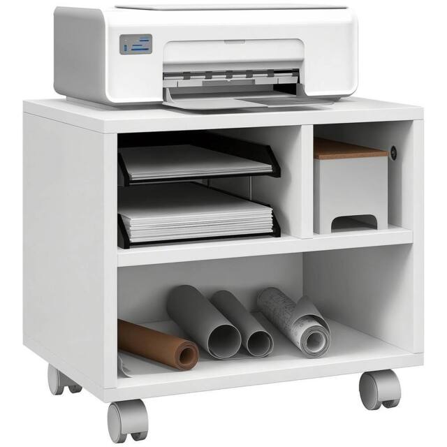 EONLION Printer Stand with Storage Printer Cart on Wheels in White - Size: 100 cm - image 1