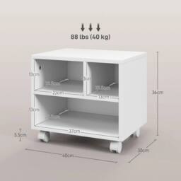 EONLION Printer Stand with Storage Printer Cart on Wheels in White - Size: 100 cm - thumbnail 2