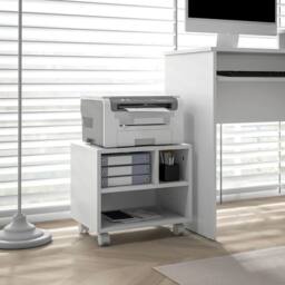 EONLION Printer Stand with Storage Printer Cart on Wheels in White - Size: 100 cm - thumbnail 3
