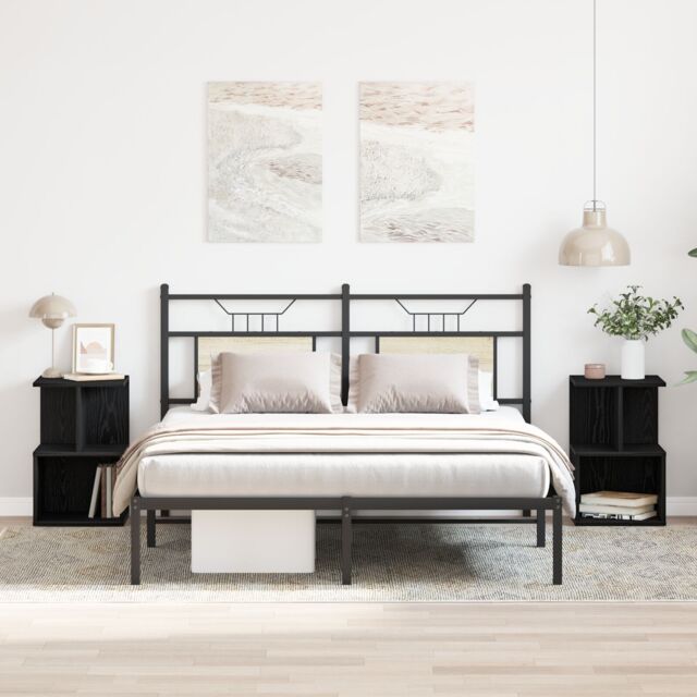 Berkfield Home Nightstands 2 pcs Black Oak 35x35x55 cm Engineered Wood - Size: 35 x 35 x 55 cm - image 1
