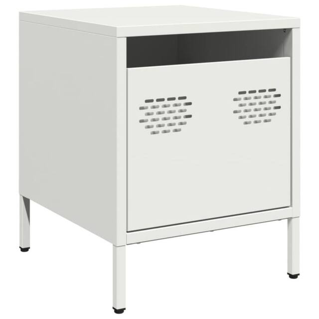 Berkfield Home Bedside Cabinet¬†White 35x39x43.5 cm Steel in White - image 1