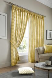 Alan Symonds Cotswold Fully Lined Ready Made Pencil Pleat Taped Top Curtains in Yellow - Size: 117 cm width x 183 cm drop - thumbnail 1