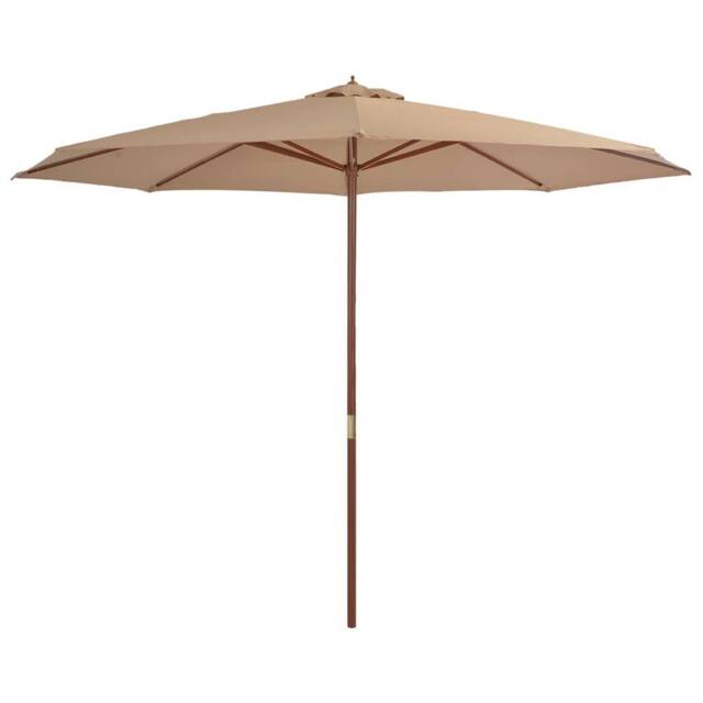 Berkfield Home Outdoor Parasol with Wooden Pole 350 cm Taupe in Beige - image 1