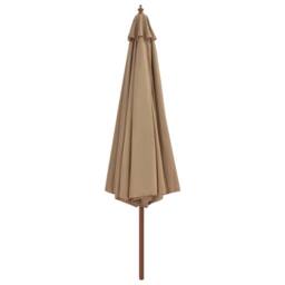 Berkfield Home Outdoor Parasol with Wooden Pole 350 cm Taupe in Beige - thumbnail 2