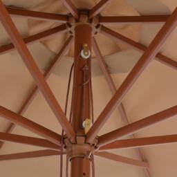 Berkfield Home Outdoor Parasol with Wooden Pole 350 cm Taupe in Beige - thumbnail 3