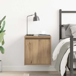 Berkfield Home Wall-Mounted Bedside Cabinet Artisan Oak 38x34x40 cm in Brown - Size: 38 x 34 x 40 cm - thumbnail 3
