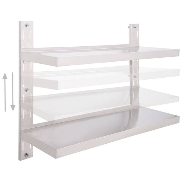 Berkfield Home Durable 2-Tier Floating Wall Shelf Stainless Steel 100x30 cm in Grey - image 1