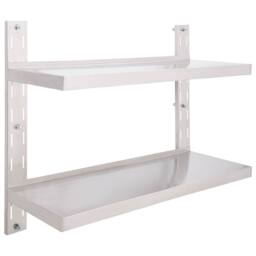 Berkfield Home Durable 2-Tier Floating Wall Shelf Stainless Steel 100x30 cm in Grey - thumbnail 3
