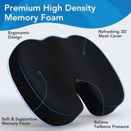 SPETLEK Orthopedic Memory Foam Seat Cushion in Black - thumbnail 3
