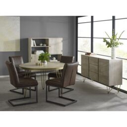 Indian Hub Light Gold Round Dining Table - Solid Mango Wood - L120 x W120 x H76 cm in Beige - thumbnail 7