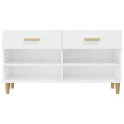 Berkfield Home Shoe Cabinet High Gloss White 102x35x55 cm Engineered Wood - Size: 102 x 35 x 55 cm - thumbnail 6