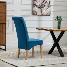 Artemis Home Rimini Velvet Fabric Dining Chairs - Set of 2 in Blue - thumbnail 5