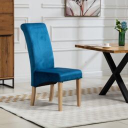 Artemis Home Rimini Velvet Fabric Dining Chairs - Set of 2 in Blue - thumbnail 3