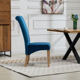 Artemis Home Rimini Velvet Fabric Dining Chairs - Set of 2 in Blue - thumbnail 4