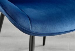 FurnitureboxUK Set of 2 Pesaro Luxury Velvet Dining Chairs With Diamond Stitched Back & Black Metal Legs in Navy - thumbnail 9