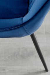 FurnitureboxUK Set of 2 Pesaro Luxury Velvet Dining Chairs With Diamond Stitched Back & Black Metal Legs in Navy - thumbnail 5