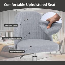 Gymax Modern Office Chair Swivel Vanity Chair With Casters Height Adjustable in Grey - thumbnail 4