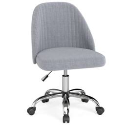 Gymax Modern Office Chair Swivel Vanity Chair With Casters Height Adjustable in Grey - thumbnail 1