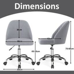 Gymax Modern Office Chair Swivel Vanity Chair With Casters Height Adjustable in Grey - thumbnail 2