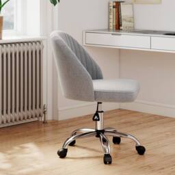 Gymax Modern Office Chair Swivel Vanity Chair With Casters Height Adjustable in Grey - thumbnail 9