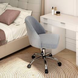 Gymax Modern Office Chair Swivel Vanity Chair With Casters Height Adjustable in Grey - thumbnail 8