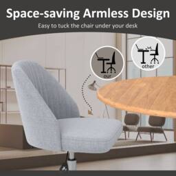 Gymax Modern Office Chair Swivel Vanity Chair With Casters Height Adjustable in Grey - thumbnail 6