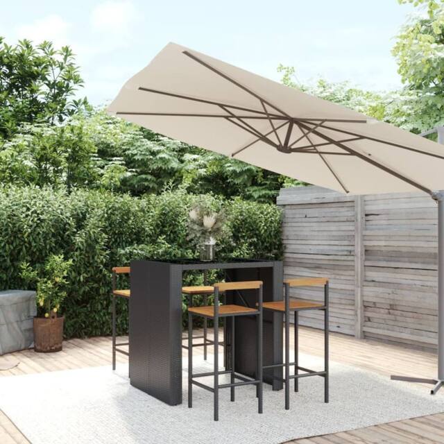 Berkfield Home 5 Piece Garden Bar Set Black Poly Rattan& Solid Wood Acacia - image 1