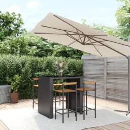 Berkfield Home 5 Piece Garden Bar Set Black Poly Rattan& Solid Wood Acacia