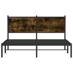 Berkfield Home Metal Bed Frame without Mattress Smoked Oak 140x200 cm in Brown - thumbnail 5