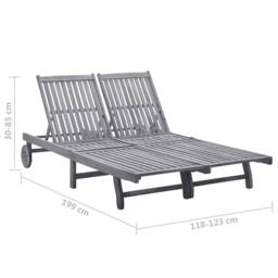Berkfield Home 2-Person Sun Lounger Solid Acacia Wood in Grey - thumbnail 8