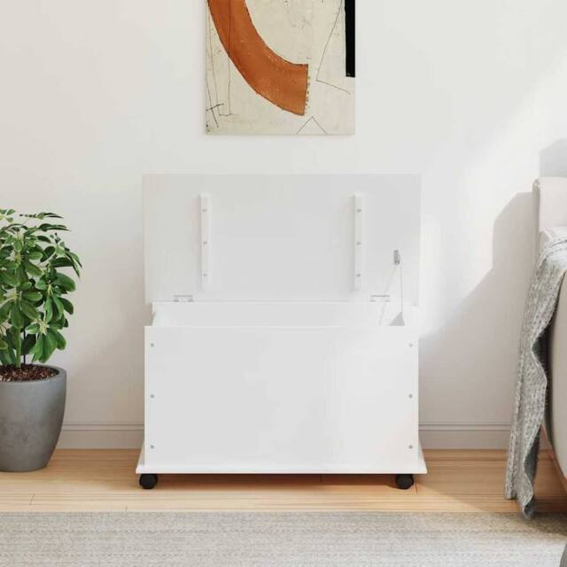 Berkfield Home Storage Chest with Wheels ALTA White 73x39.5x44 cm Solid Wood Pine - image 1