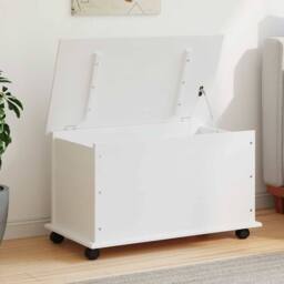 Berkfield Home Storage Chest with Wheels ALTA White 73x39.5x44 cm Solid Wood Pine - thumbnail 2
