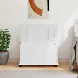 Berkfield Home Storage Chest with Wheels ALTA White 73x39.5x44 cm Solid Wood Pine - thumbnail 1