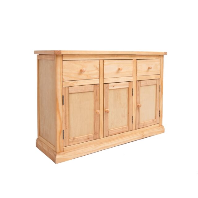 Cabinet Bits Lucca Waxed 3 Drawer 3 Door Sideboard Wood Knob in Light Brown - image 1